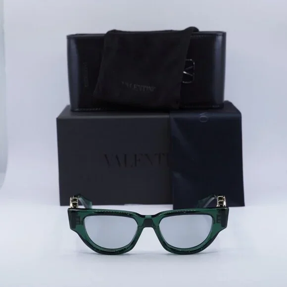 Valentino V-DUE VLS-103E Sunglasses Dark Green Cat Eye Frame 